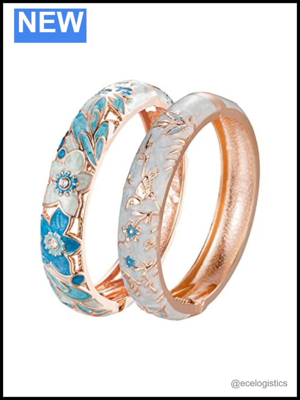 Cloisonne Enamel Bangle Bracelet Cuff Spring Hinged Alloy Women's Gift